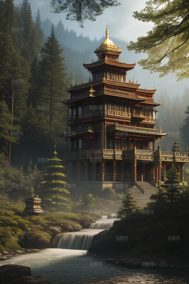 河畔上的壮丽风景