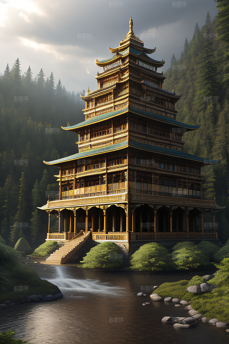 河畔上的壮丽风景