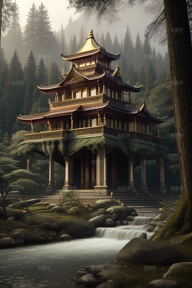 河畔上的壮丽风景