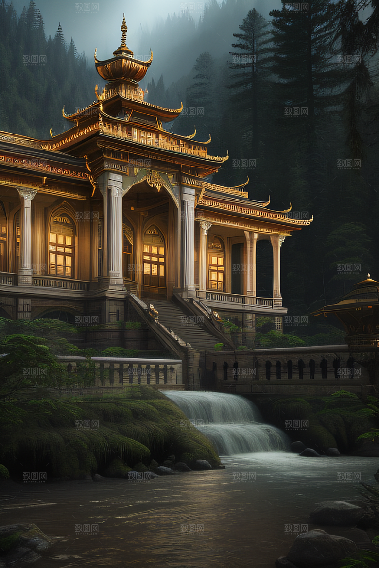 河畔上的壮丽风景