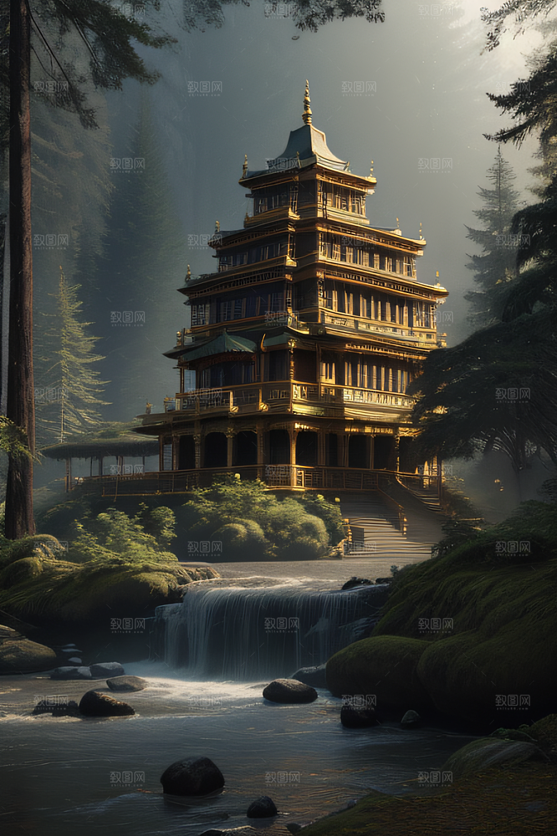 河畔上的壮丽风景