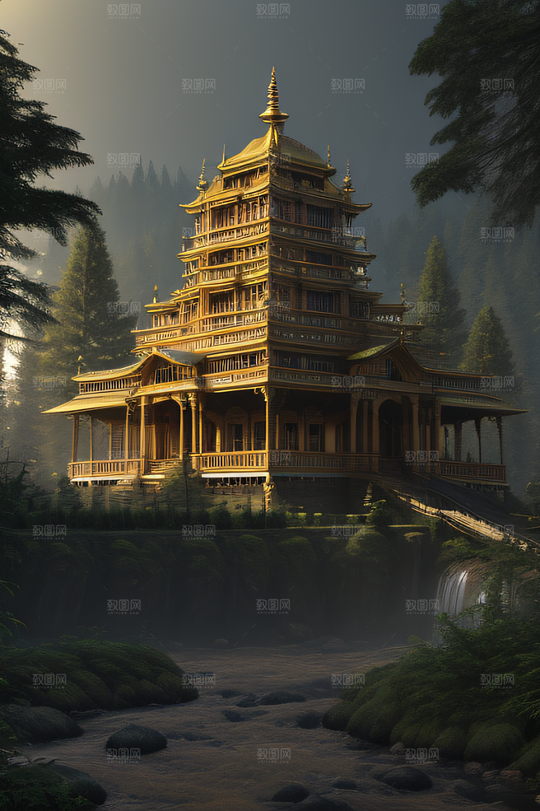 河畔上的壮丽风景