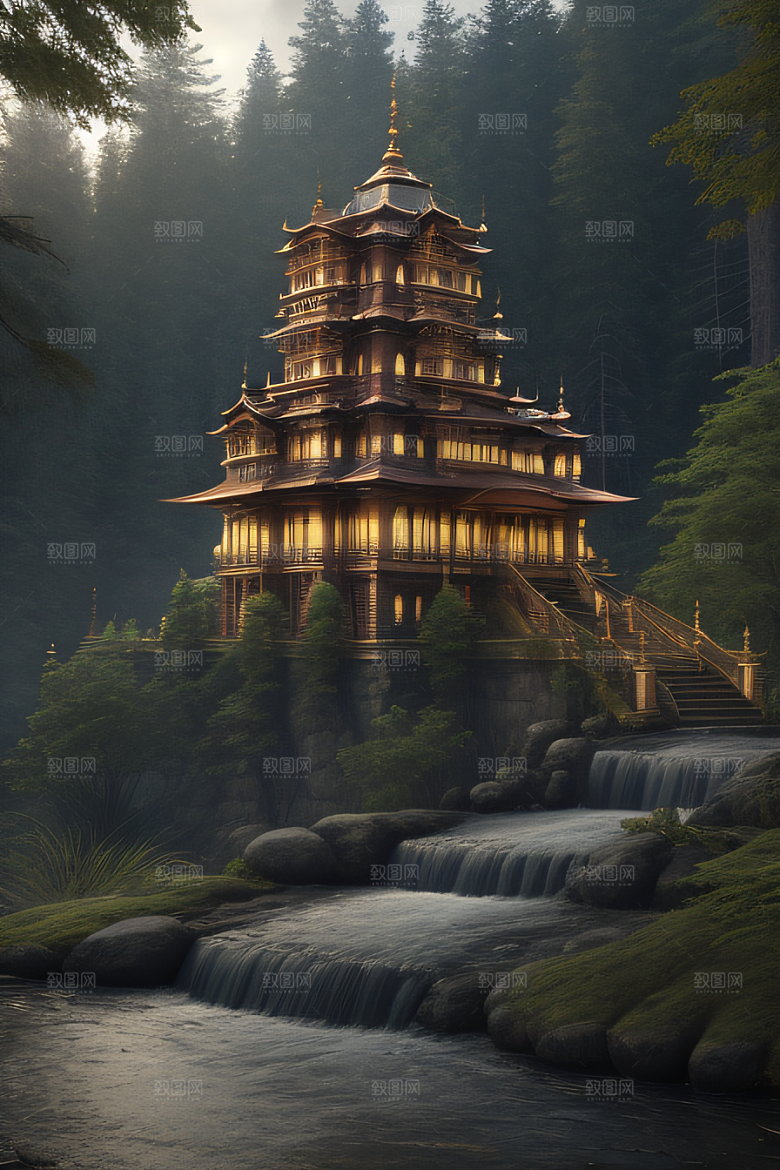 河畔上的壮丽风景
