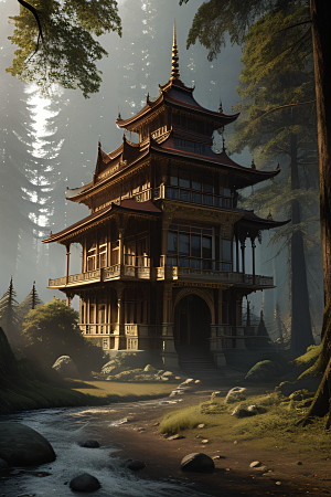 瀑布宫殿的壮丽建筑