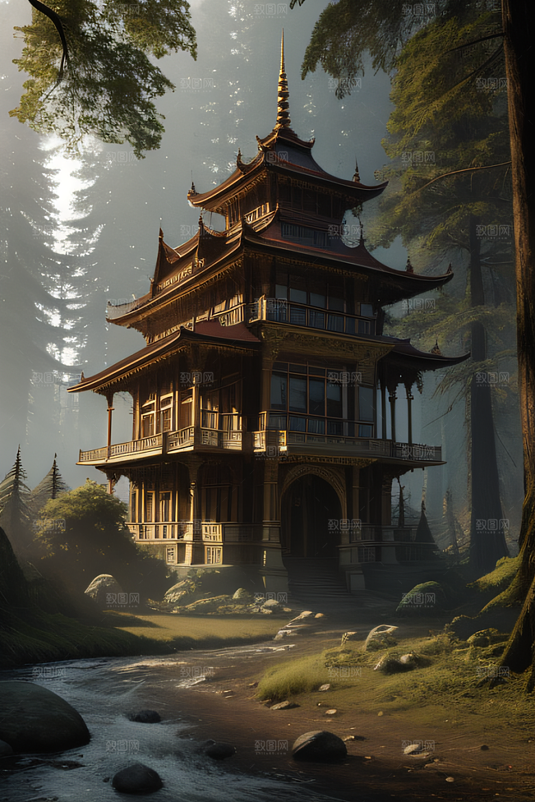 瀑布宫殿的壮丽建筑