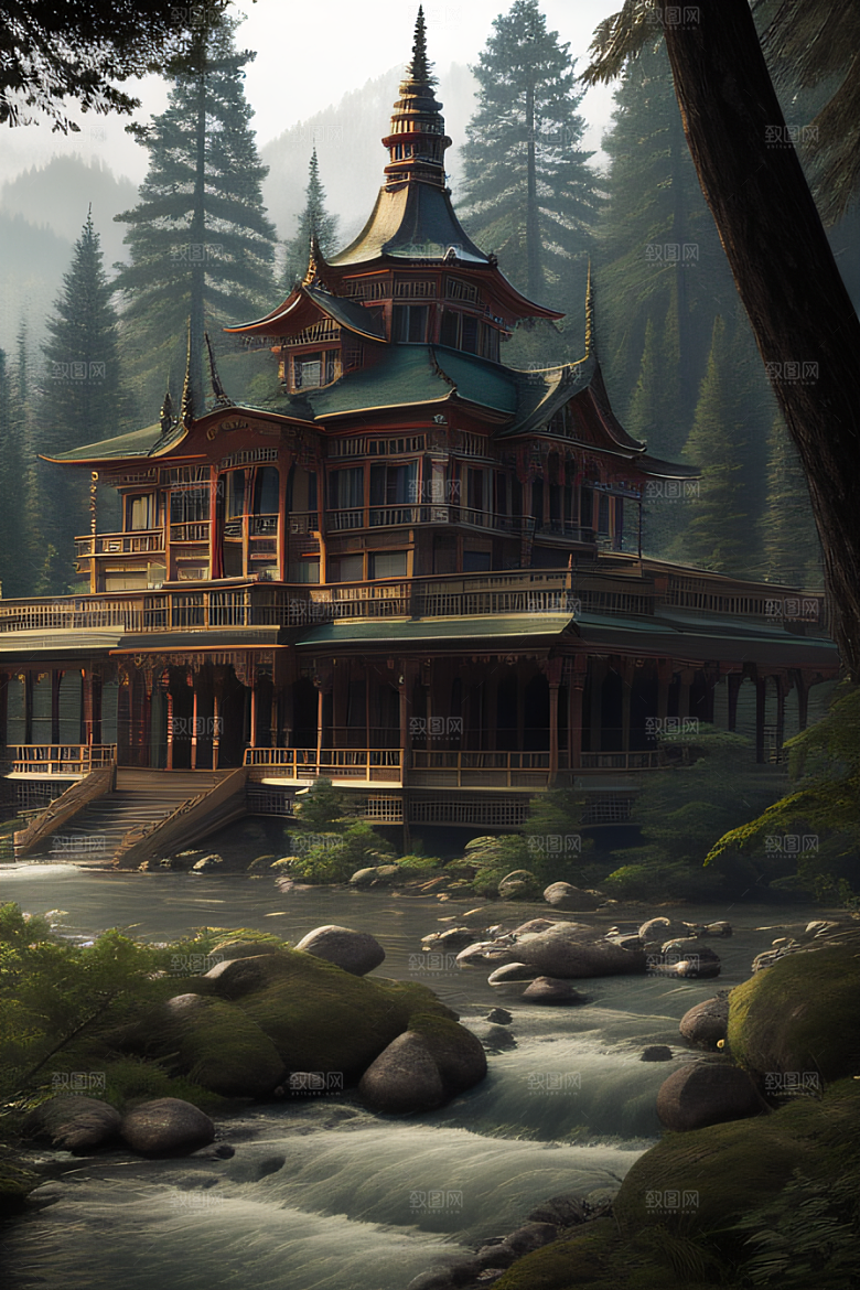 瀑布宫殿的壮丽建筑