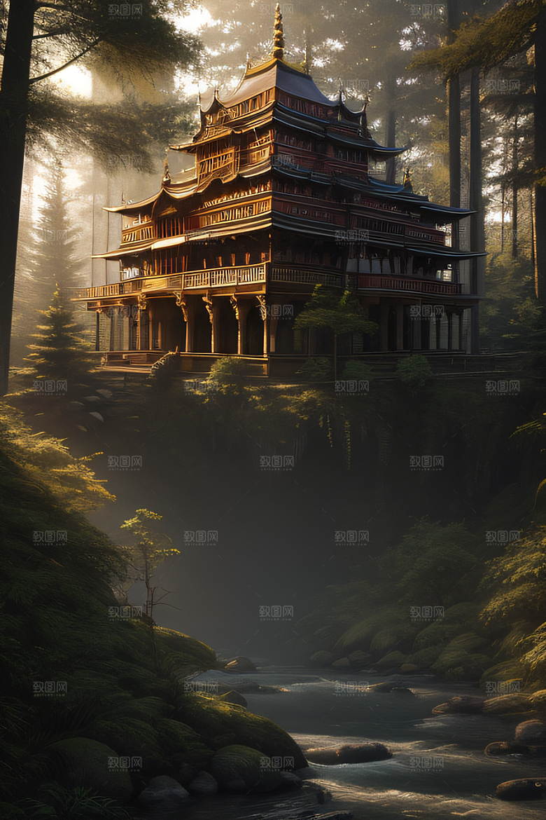 瀑布宫殿的壮丽建筑