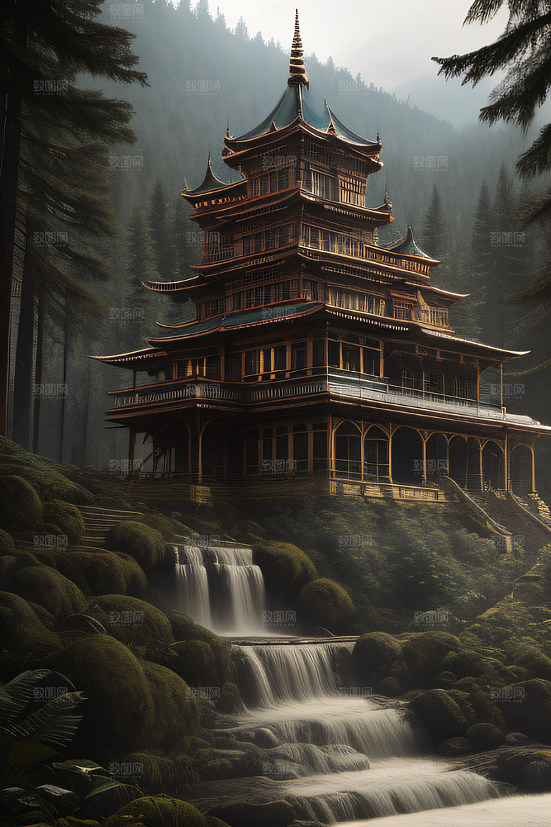 河流边的超现实景色