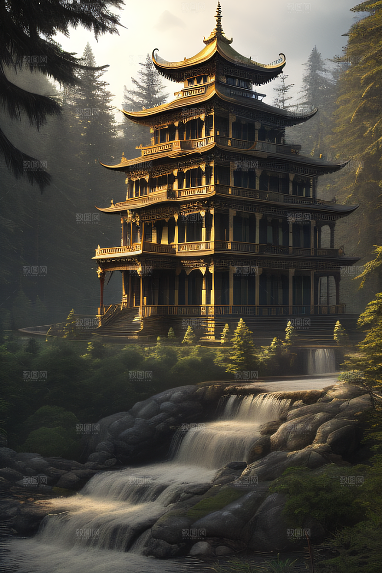 河流边的超现实景色