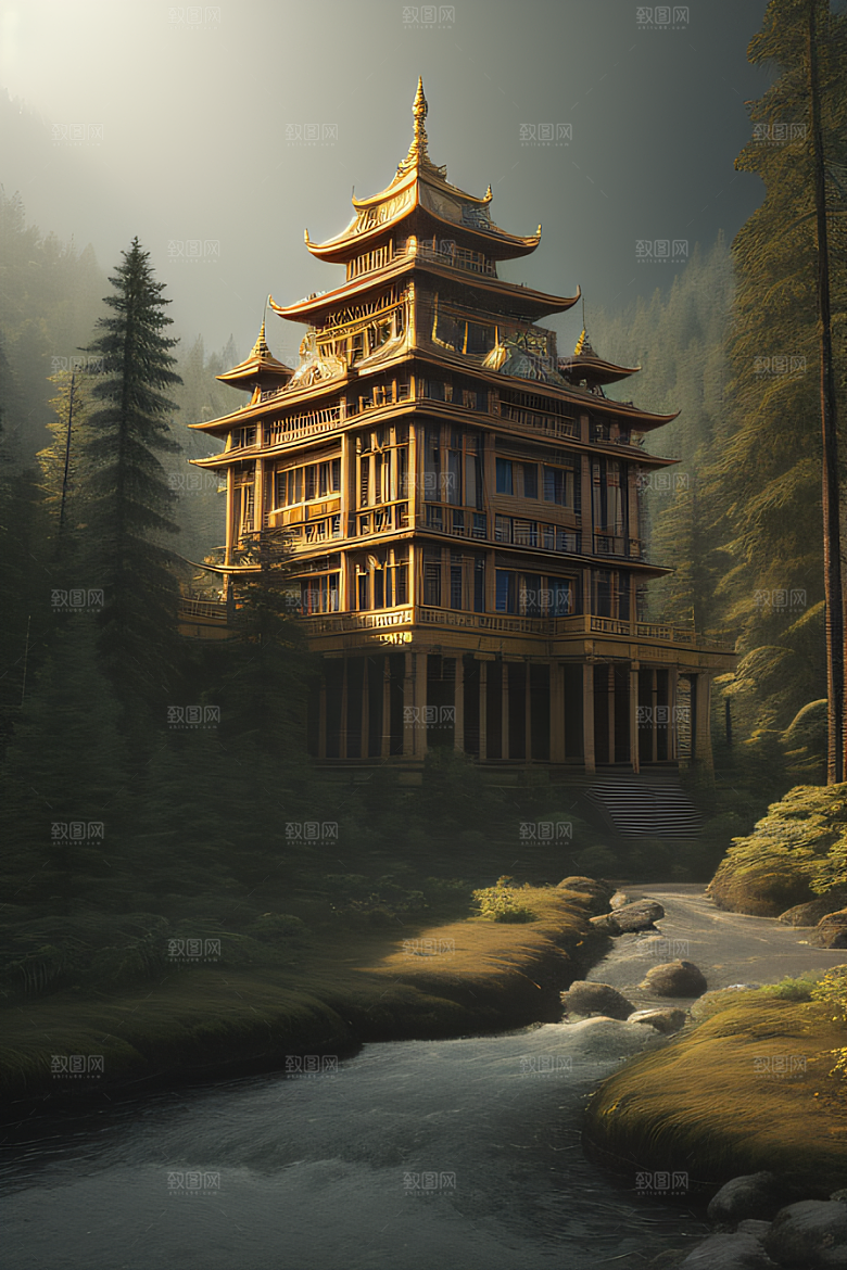 神秘光影下的瀑布景观