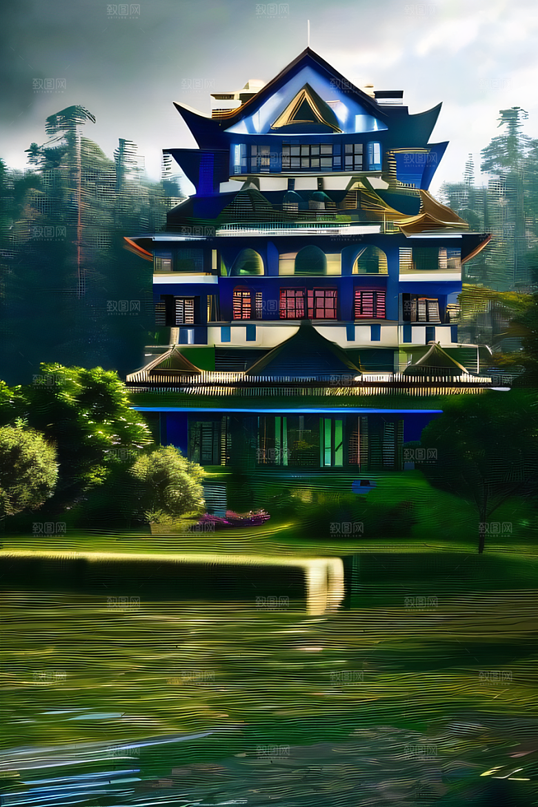 神秘光影下的瀑布景观