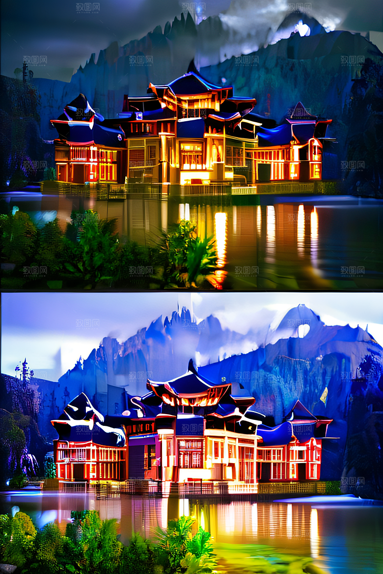 瀑布宫殿的壮丽景色
