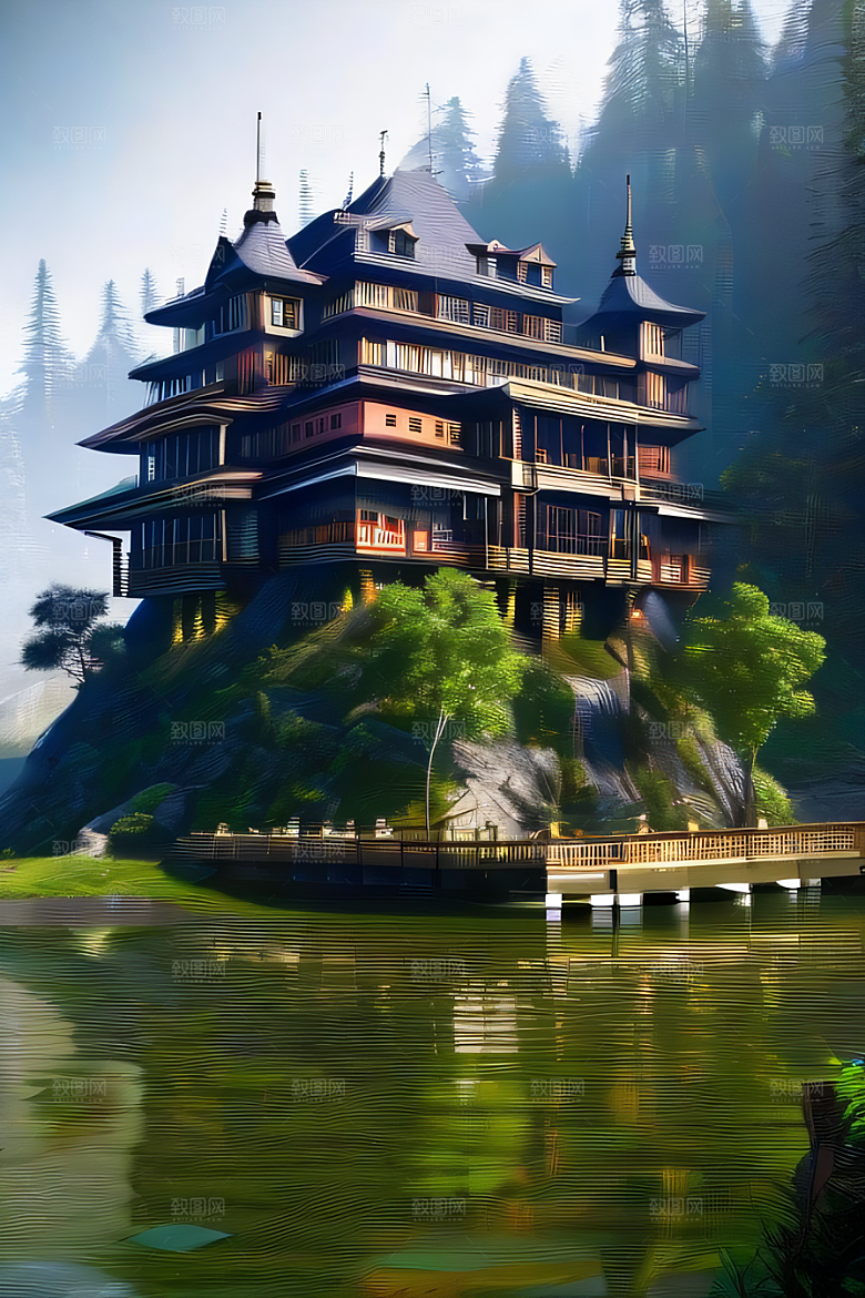 河畔边的壮丽景观