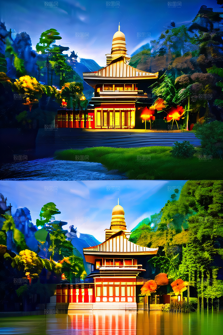河畔边的壮丽景观