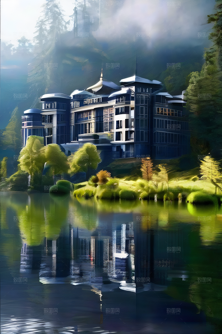河畔边的壮丽景观