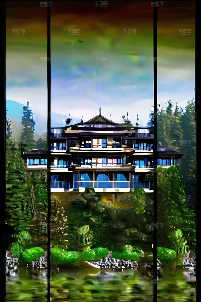 河畔边的壮丽景观
