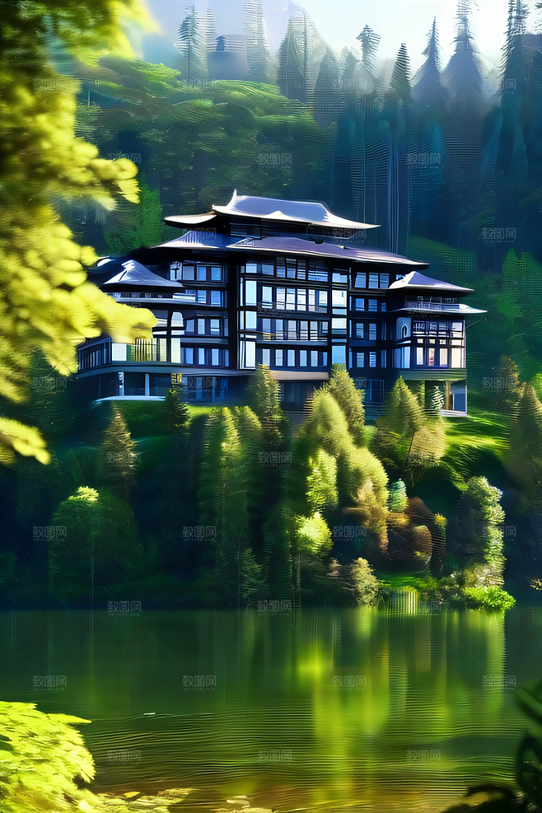 河畔边的壮丽景观