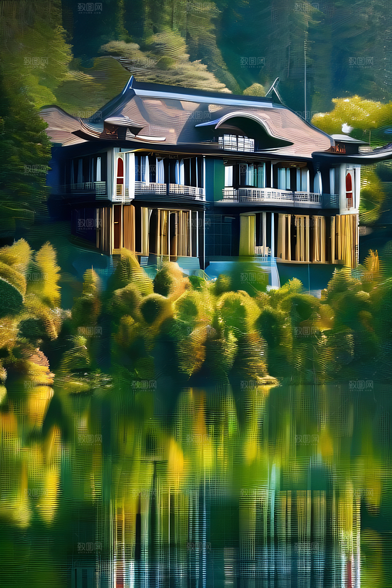 壮丽的瀑布宫殿建筑