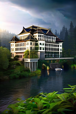 河畔上的壮丽风景