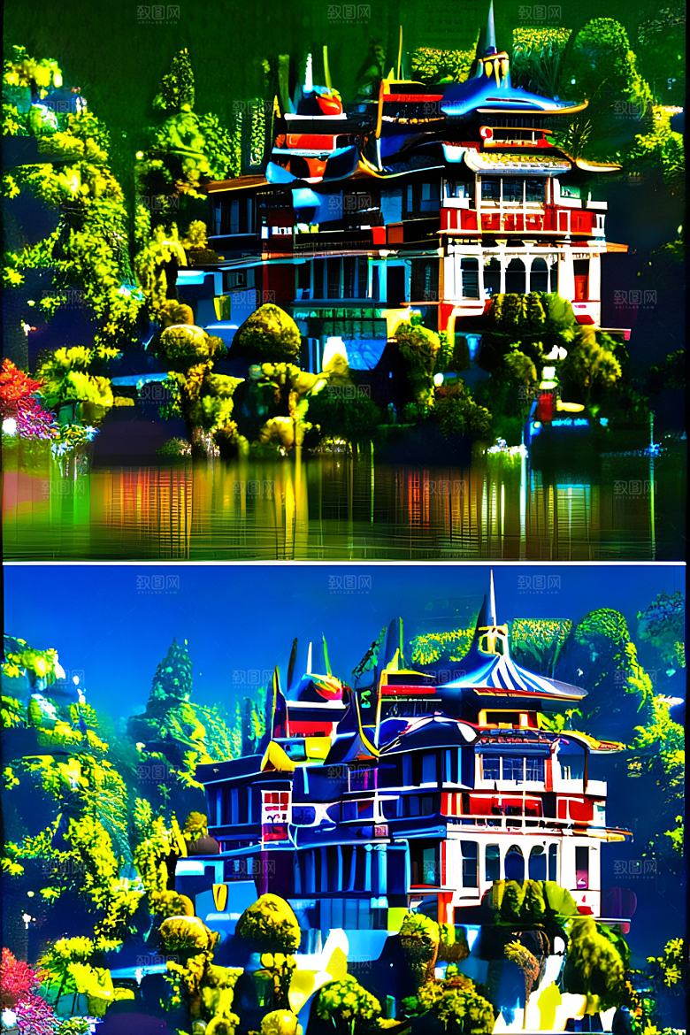 河畔上的壮丽风景
