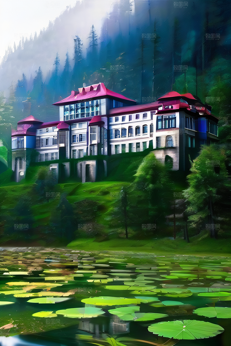 河畔上的壮丽风景