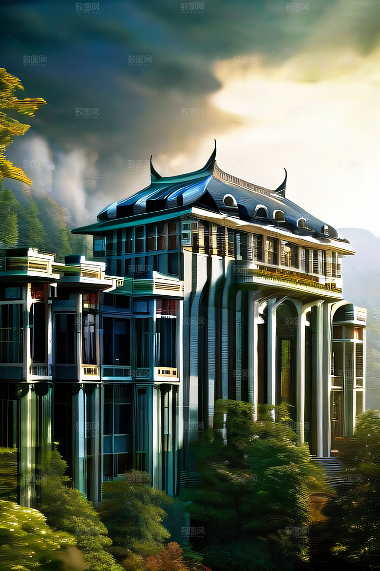 河畔上的壮丽风景