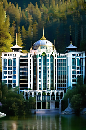 河畔上的壮丽风景
