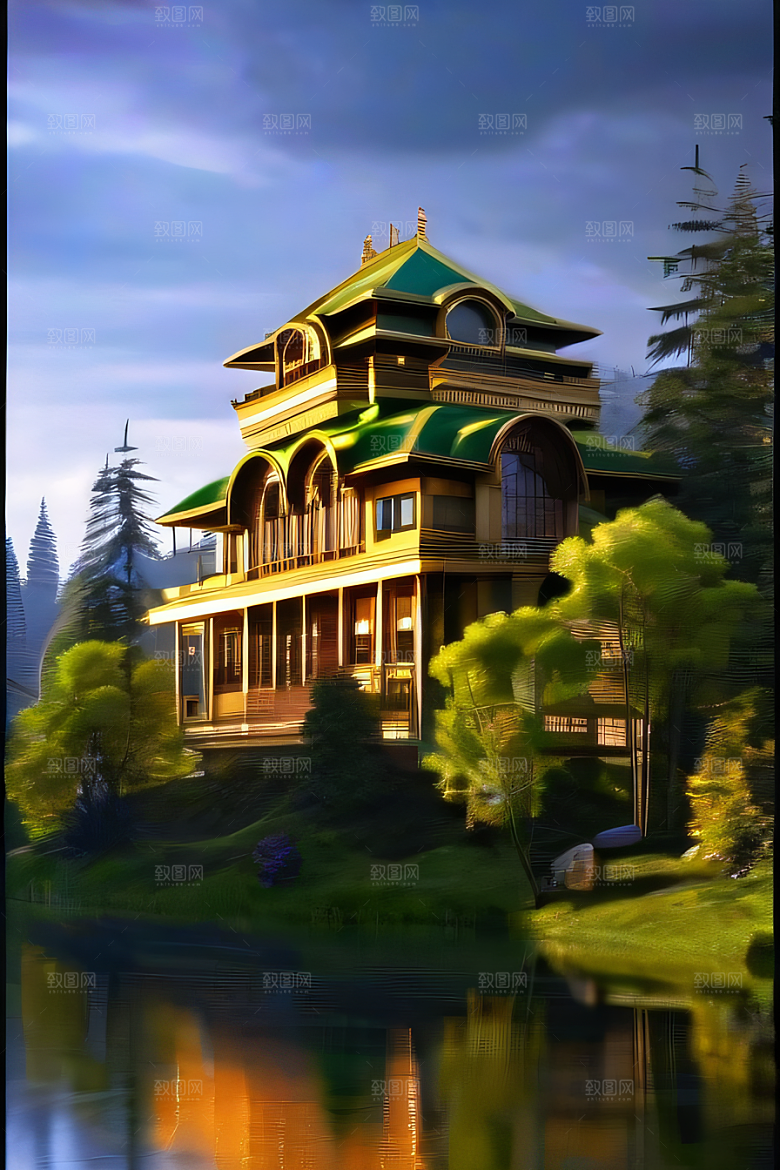 河畔上的壮丽风景