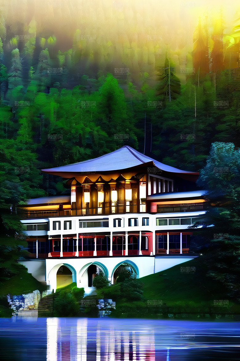 河畔上的壮丽风景