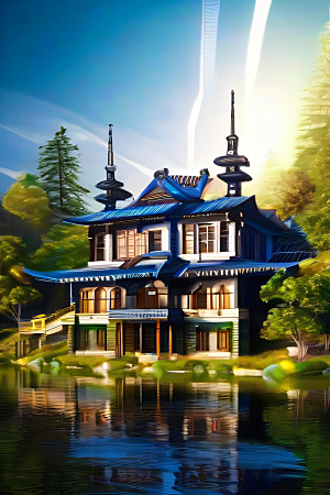 河畔上的壮丽风景