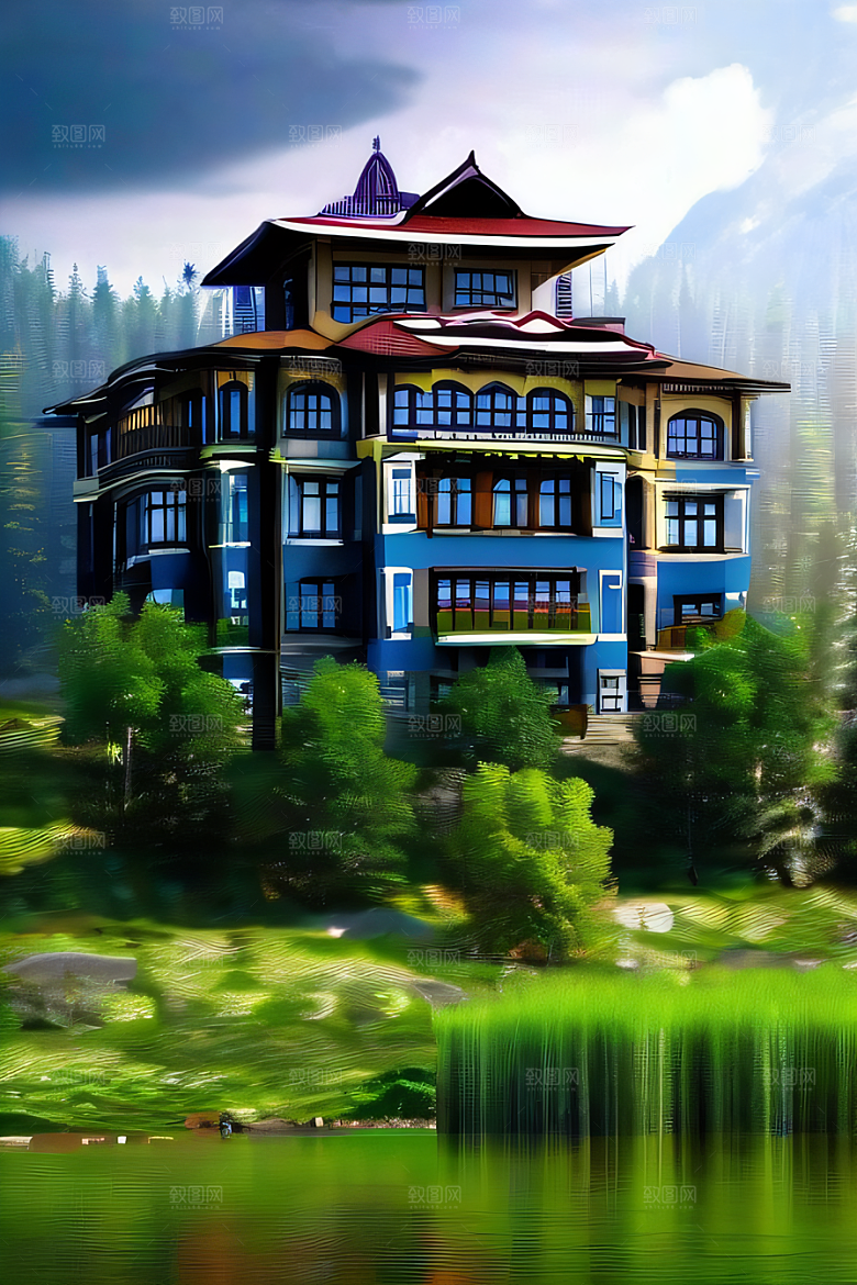 河畔上的壮丽风景