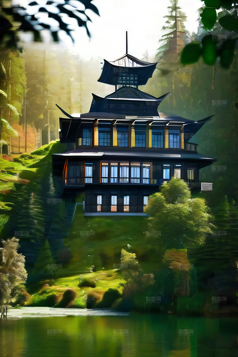 瀑布宫殿的壮丽建筑