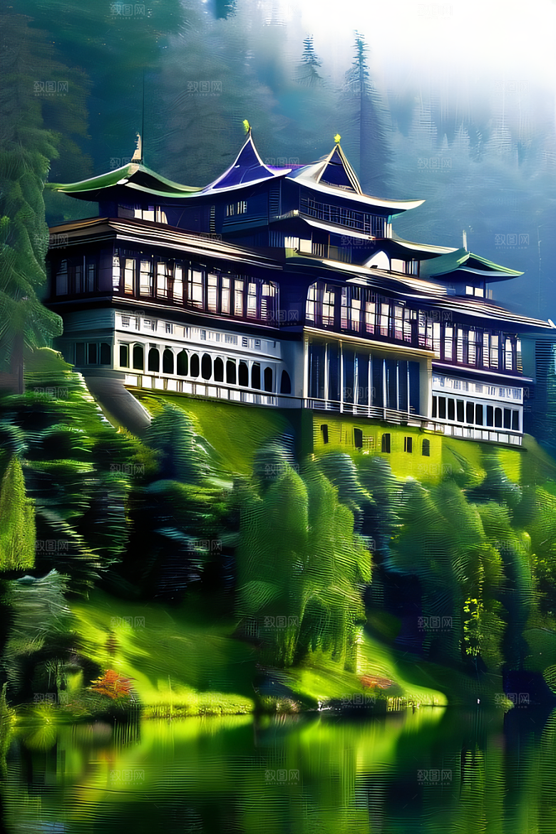 瀑布宫殿的壮丽建筑