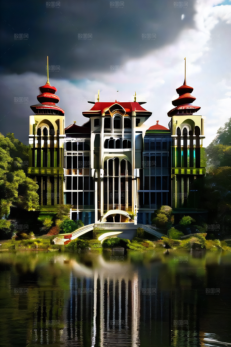 瀑布宫殿的壮丽建筑