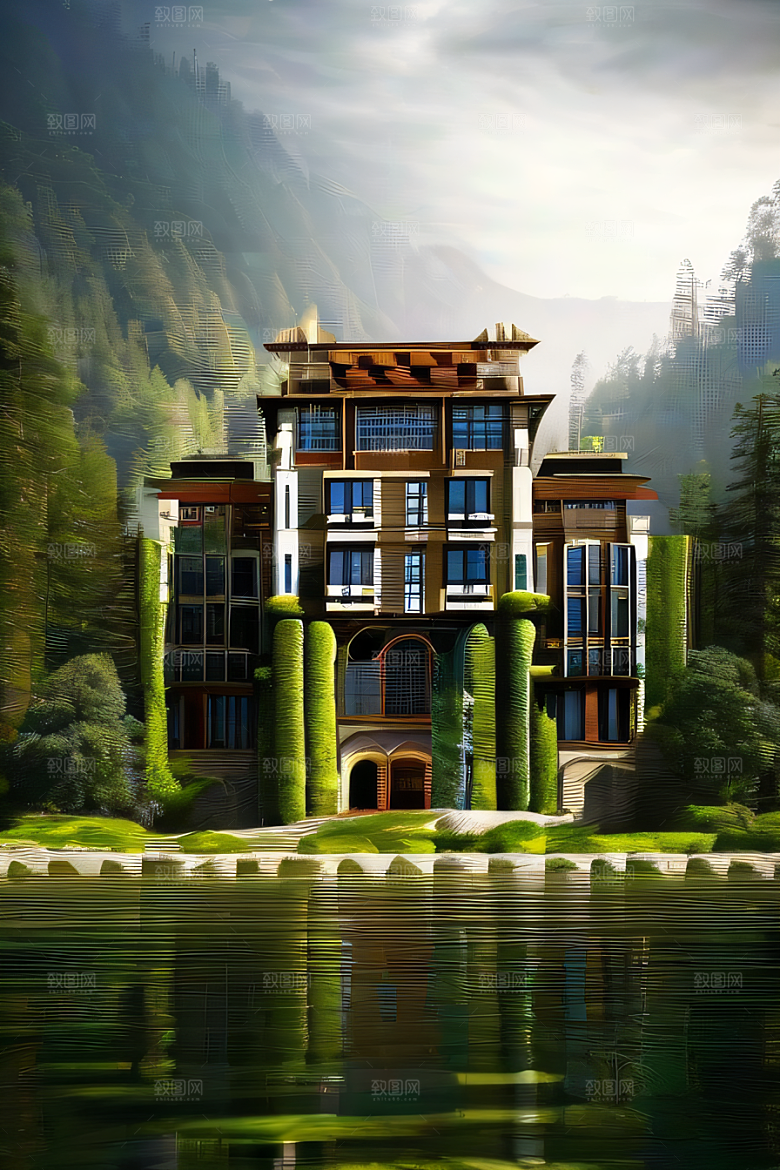瀑布宫殿的壮丽建筑