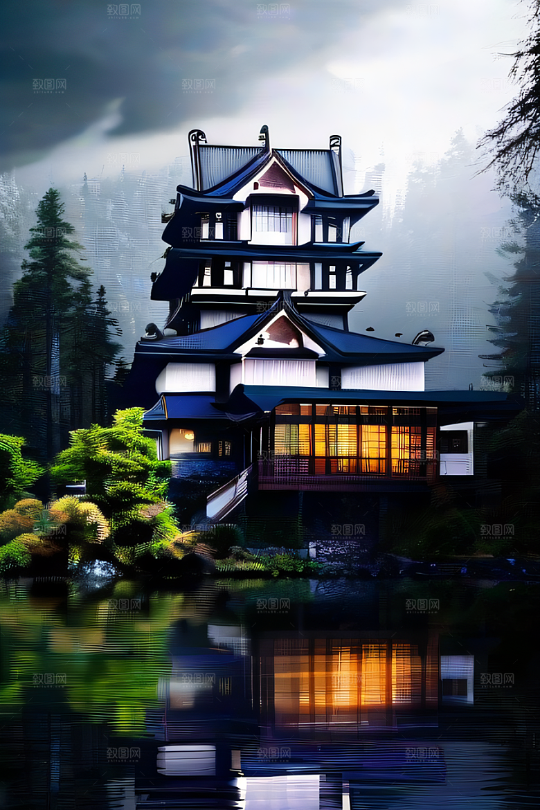 瀑布宫殿的壮丽建筑