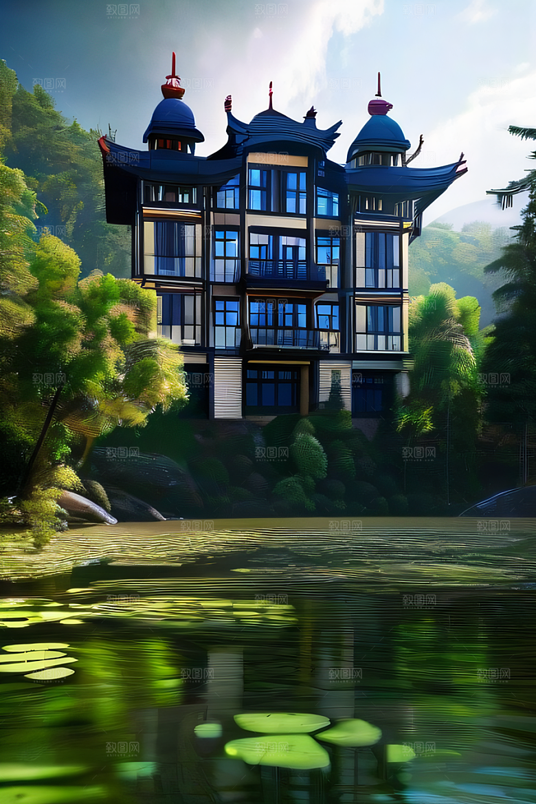 瀑布宫殿的壮丽建筑