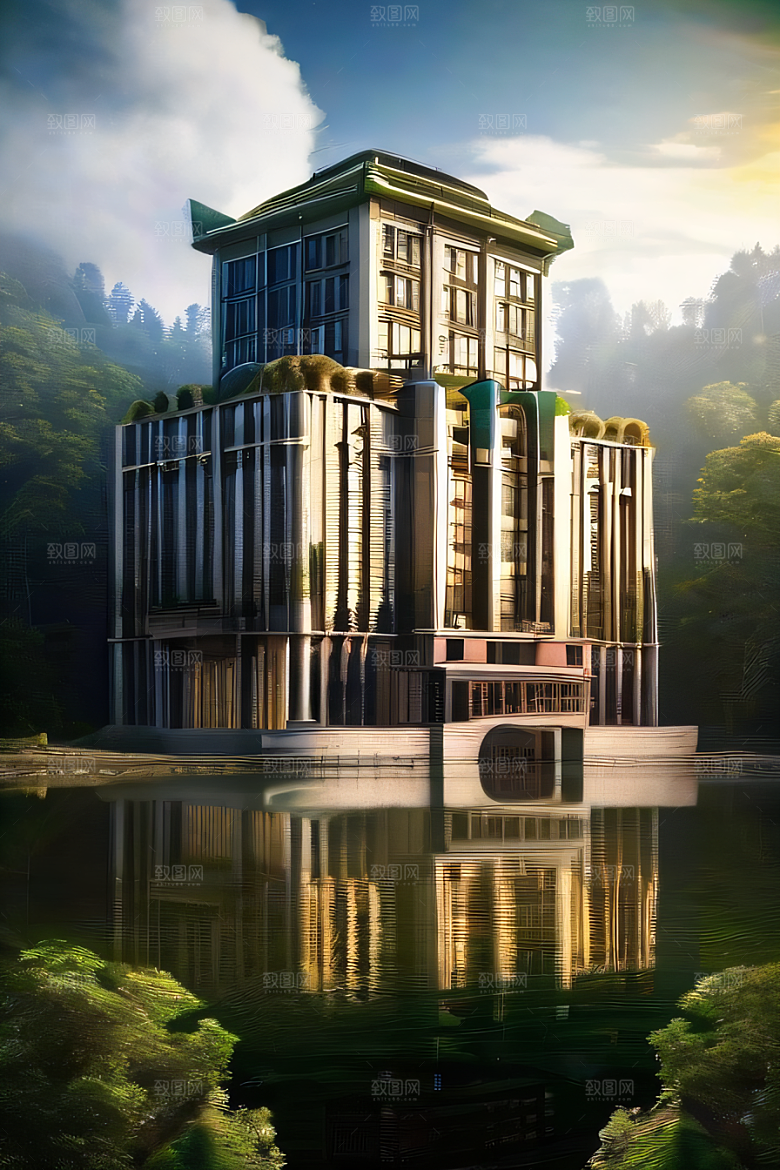 瀑布宫殿的壮丽建筑