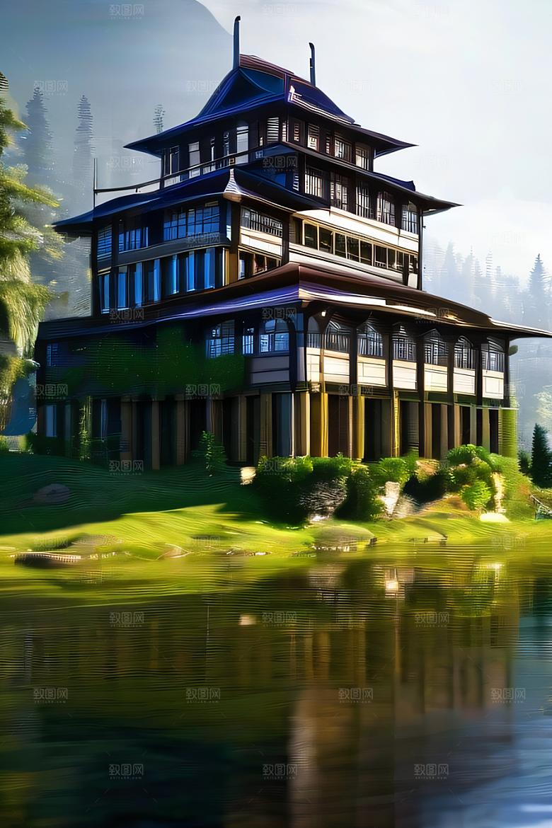 瀑布宫殿的壮丽建筑