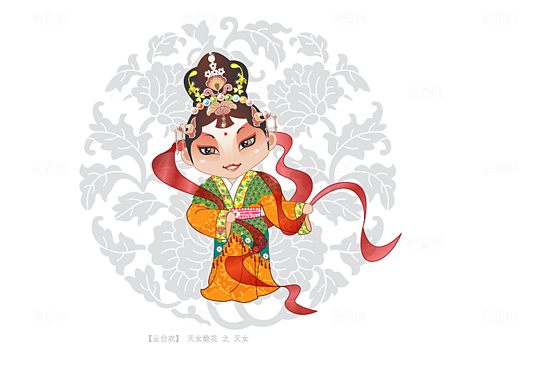 卡通人物手绘插画京剧人物