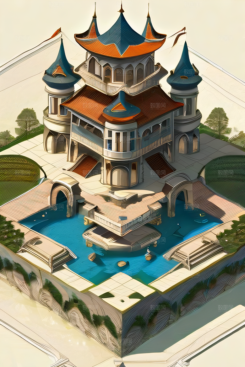 河流边的超现实景色