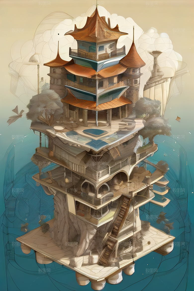 神秘光影下的瀑布景观