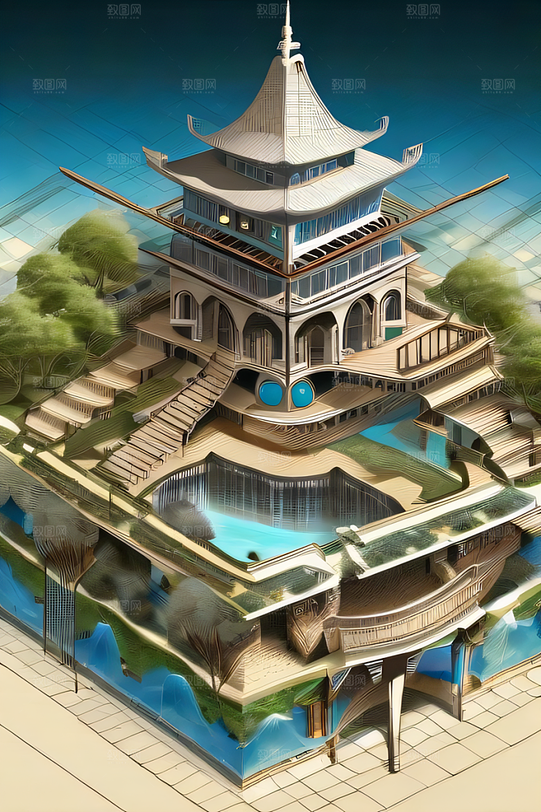 神秘光影下的瀑布景观