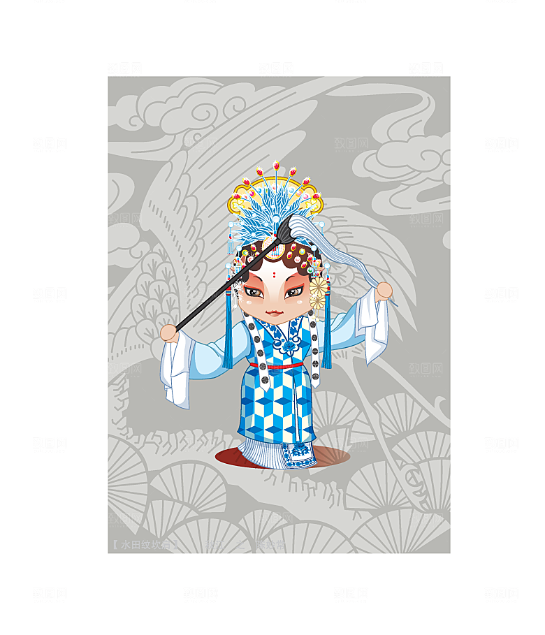 矢量卡通京剧人物