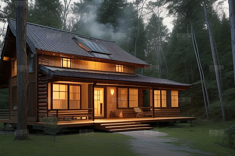 朴素的森林小木屋