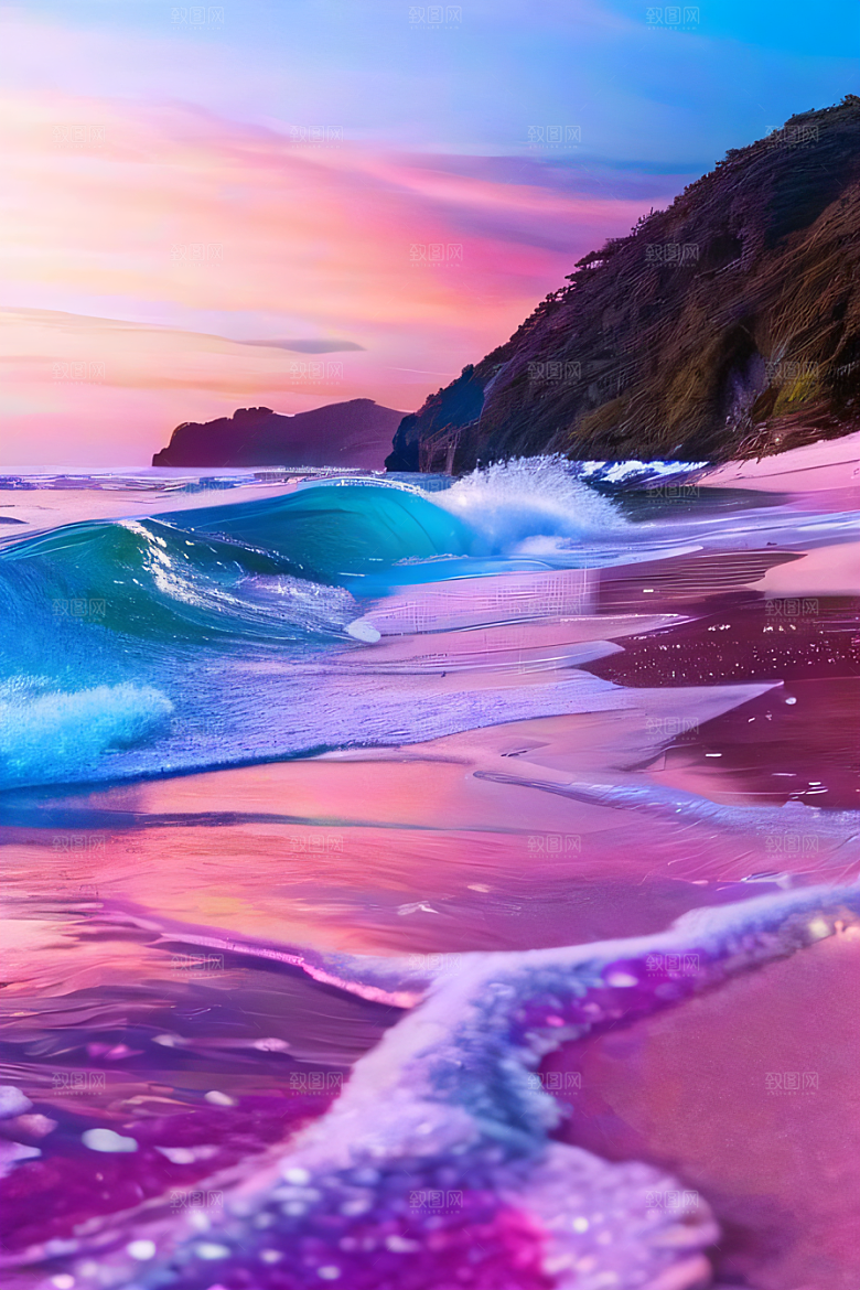 闪耀的海面的美景