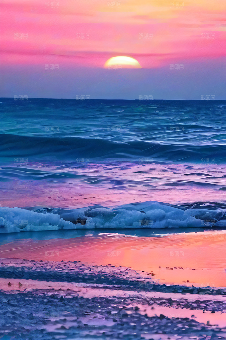 闪耀的海面的美景