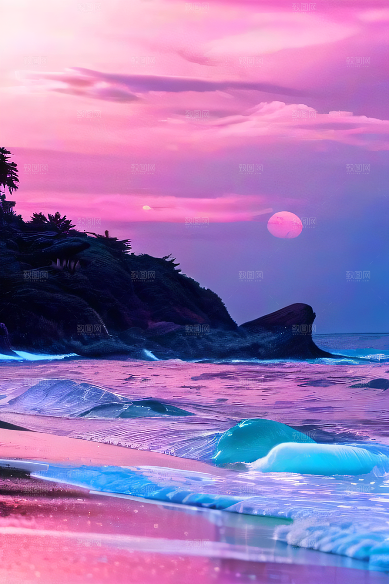 闪耀的海面的美景