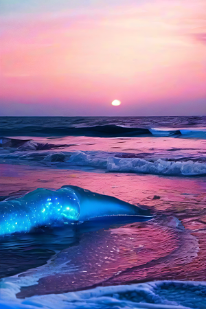 海滩上柔和的粉色调