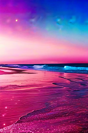 海滩上柔和的粉色调